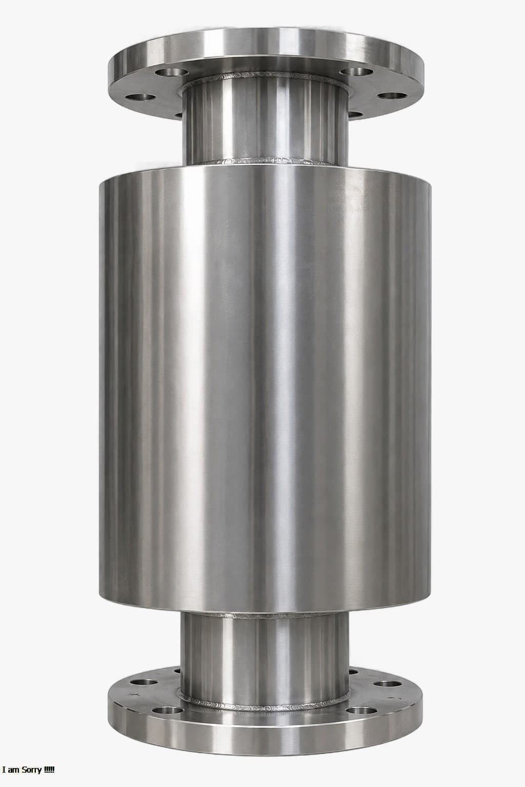 Magni Hydrotech HSS1 flanged inline magnetic water conditioner in polished stainless steel, with bolted flanges at both ends